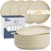 Wrova Set di 8 piatti piani in plastica infrangibili, riutilizzabili, 20 cm, lavabili in lavastoviglie e adatti al microonde, piatti leggeri per bambini per esterni (beige)