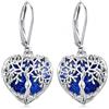 Odinstone Orecchini Albero della Vita, Cuore, Donna, Ganci Argento 925 | Orecchini cuore albero della vita, pietra di luna, ganci argento 925 e confezione regalo