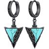 Odinstone Orecchini Uomo, Orecchini a Cerchio Uomo, Blu Neri | Odinstone Orecchini a cerchio da uomo, stile nordico, con rune vichinga e zirconi blu, coppia compatta da 17 mm