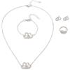 TTPSRY 4 Pezzi Set Gioielli Cuori Intrecciati Collana Bracciale Anello Orecchini Cristalli Brillanti Eleganti Catena Regolabile