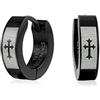 Bling Jewelry Orecchini A Cerchio Biker Gioielli Piccola Croce Incisa Al Laser Drago Fulmine Stelle Aquila Teschi Lucertola Chiave Greca Kpop Nero Ip Argento Oro Placcato Acciaio Inossidabile Diametro 1,27 Cm