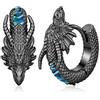 Odinstone Orecchini Uomo, Orecchini a Cerchio Uomo, Blu Neri | Odinstone Orecchini a cerchio da uomo, stile nordico, con rune vichinga e zirconi blu, coppia compatta da 17 mm
