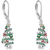 YFN Orecchini a forma di albero di Natale, da donna, in argento Sterling, gioielli di Natale, Argento sterling, Zirconia cubica