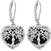 Odinstone Orecchini Albero della Vita, Cuore, Donna, Ganci Argento 925 | Orecchini cuore albero della vita, pietra di luna, ganci argento 925 e confezione regalo