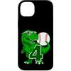 COOL BASEBALL DESIGNS AND OUTFITS Custodia per iPhone 14 Plus DINOSAURI NUMERO 4 ANNI BASEBALL 4° COMPLEANNO