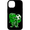 COOL SOCCER DESIGNS AND OUTFITS Custodia per iPhone 14 DINOSAURI NUMERO 4 ANNI CALCIO 4° COMPLEANNO