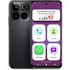 SPC ZEUS 2 ELITE - Smartphone senior, modalità facile, display 6,7, Nero | Compatibile con l'app SPC Care: controllo/localizzazione, tripla fotocamera 50MP, 128GB, ricarica rapida, icone grandi e NFC