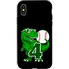 COOL BASEBALL DESIGNS AND OUTFITS Custodia per iPhone X/XS DINOSAURI NUMERO 4 ANNI BASEBALL 4° COMPLEANNO