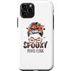 TeeaxArt Spooky Halloween Teachers Gifts Custodia per iPhone 11 Pro Disordinato Chignon Spettrale PEIMS Clerk Zucca Halloween Bat