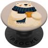 Cocoa Season Press Orso marino con una tazza di cacao per gli amanti del Natale PopSockets PopGrip Adesivo