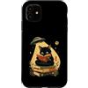 Cozy Orbit Cat Reader Art Custodia per iPhone 11 Libro per gatti Moonbeam Reading Visitor, stile nero