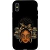 African American Black History Month Bla Custodia per iPhone X/XS Afro Ragazza Nero Donne Disordinato Chignon Camo Melanina Camouflage