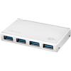 LogiLink Hub USB 3.0 ultra sottile con 4 porte USB-A, protezione da sovracorrente e sovratensione, trasferimento dati fino a 5 Gbps, alloggiamento in alluminio, alimentatore di rete incluso