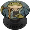 Japanese Art Vintage Frog Art Graphic Ap Grumpy Frog Mangia Ramen Arte giapponese Vintage Scroll Phone PopSockets PopGrip Adesivo