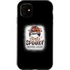 TeeaxArt Spooky Halloween Teachers Gifts Custodia per iPhone 11 Chignon disordinato Spooky Assistente Educativo Sbiancato Halloween