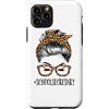 TeeaxArt Personal Messy Hair Bun Gifts Custodia per iPhone 11 Pro Scuola Segretaria Vita Donna Disordinato Panino Divertente Leopardo