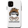 TeeaxArt Personal Messy Hair Bun Gifts Custodia per iPhone 11 Scuola Segretaria Vita Donna Disordinato Panino Divertente Leopardo