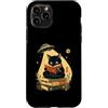 Cozy Orbit Cat Reader Art Custodia per iPhone 11 Pro Libro per gatti Moonbeam Reading Visitor, stile nero