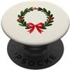 Cocoa Season Press Ghirlanda color crema con fiocco rosso per gli amanti del Natale PopSockets PopGrip Adesivo