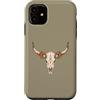 Wildflower Longhorn Co Custodia per iPhone 11 Teschio Longhorn, motivo floreale leopardato, arte in stile Western Ranch