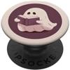 Little Boo Studio Plum Ghost Reading a Book Kawaii per gli amanti di Halloween PopSockets PopGrip Adesivo