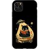Cozy Orbit Cat Reader Art Custodia per iPhone 11 Pro Max Libro per gatti Moonbeam Reading Visitor, stile nero