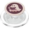 Little Boo Studio Plum Ghost Reading a Book Kawaii per gli amanti di Halloween PopSockets PopGrip per MagSafe