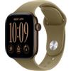 Apple Watch Series 12 GPS + Cellular 42 mm | Cassa in alluminio color bronzo scuro con cinturino Sport oliva - S/M