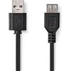 NEDIS Cavo USB | USB 2.0 | spina USB-A | presa USB-A | 480 Mbps | nichelato | 1.00 m | rotondo | PVC | nero | etichetta