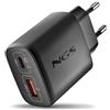 NGS EON 45W Black - Caricatore da Parete Ultra-Rapido con 2 Porte USB-C (PD & PPS 45W) e USB-A (QC 3.0 18W) - Ricarica Simultanea per Smartphone, Tablet e Laptop - Tecnologia GaN Ignifuga
