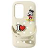 Samsung Crocs Case Cover in silicone per Samsung Galaxy S25, 2 charms Jibbitz originali inclusi, Beige