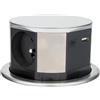 Otio, Blocco multipresa da incasso 3 prese 16A 2P+T e 2 USB, alluminio, Ø100 mm, cavo H05VV-F 3G1,5 mm² 1,5 m, potenza max 3680W, IP20, installazione semplice, cucina/ufficio, dimensioni chiuse Ø10,3