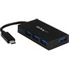 StarTech Hub USB-C 4 Porte con 4x USB-A, 5Gbps, Portatile (HB30C4AFS) | USB 3.0, SuperSpeed, Ricarica BC 1.2, Alimentazione USB o Alimentatore