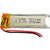 Liter energy battery Batteria 501240 LiPo 3.7V 170mAh 0.629Wh 1S 5C Liter Energy Battery per l'elettronica Ricaricabile Telefono Portatile Smartwatch Orologio GPS - Non adatto per Radiocomando 42x12x5mm (170mAh|501240)