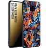 CUSTOMIZZA - Custodia cover nera morbida in tpu compatibile per Xiaomi Redmi Note 9S - Note 9 PRO camouflage mimetico militare moderno blu arancio rosso