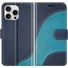 BoxTii Cover per iPhone 15 PRO, Custodia in PU Pelle Portafoglio, Magnetica Cover a Libro con Slot per Schede per iPhone 15 PRO, Blu