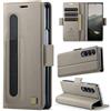 XKchatpt Custodia a portafoglio per Samsung Galaxy Z Fold 4, custodia in pelle PU con portapenne, custodia per telefono con [blocco RFID][3 porta carte] copertura protettiva antiurto (Grigio)