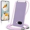 Knrlqim Cover per Google Pixel 9a 5G con Cordino Custodia con Laccio Collana Tracolla Collo Corda Regolabile Liquido Silicone Antiurto AntiGraffio Protettiva Case per Google Pixel 9a 5G,Viola Lilla