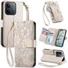 JIUNINE Cover a Libro in Pelle per XIAOMI Redmi 17C 5G, Bianco | Custodia Portafoglio in Pelle Sintetica, Stampa Floreale e Foglie, Portacarte, Tasca con Zip, Chiusura Magnetica, Supporto