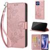 SIENIANLINE Cover per Motorola Moto G67 / G57 custodia portafoglio Oro Rosa | 3 scomparti carte, 1 tasca banconote, Chiusura magnetica, Supporto, Pelle PU flip cover per Moto G57 / G67