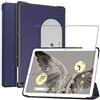 ebestStar - Cover per Google Pixel Tablet, Custodia Protezione Flip Magnetica, Slim Case Sottile Pelle PU, Blu scuro + Vetro Temperato