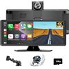 NFOIEIS Carplay & Android Auto Schermo, Schermo Macchina, Android Auto Display da 10,26 Pollici con 1080P Telecamere Posteriori e Anteriori, Navigatore GPS, Controllo Vocale, Mirror Link, AUX, FM, 64G TF