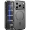 Qasyfanc Magnetica Cover per iPhone 18 Pro Max,Grigio | Compatibile con MagSafe,con 1 Pezzi Vetro Temperato Pellicola, Cover Clear Slim Fit Antiurto Militare Antigiallo