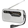 Raypow Radio portatile, radio transistor su FM, borsa portatile, funziona con 2 batterie AA, piccola radio tascabile, radio FM, altoparlante potente, uso interno ed esterno (argento)