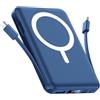 Vexnera per Magsafe Powerbank 10000mAh, Magnetico Caricatore Portatile 20W | Ricarica Rapida, Doppio Cavo USB-C Integrato, Display LED, Wireless Caricatore Portatile per iPhone 17/16/15/14/13/12 Blu