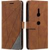 SONWO Cover per Sony Xperia XZ3, Flip Caso in PU Pelle Case Cover Portafoglio Custodia per Sony Xperia XZ3, [Kickstand] [Slot per Schede], Marrone