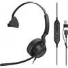 Yealink UH42 - Cuffie USB con microfono, mono, cablate, per PC, via cavo, USB-C/A, cancellazione del rumore, per ufficio e call center