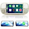 Moobsnry Autoradio per Fiat 500 2007-2015, CarPlay Wireless Android Auto, Autoradio Fiat 500 da 7 Pollici IPS Touchscreen, Bluetooth, Mirror Link, FM/AM RDS, EQ, USB, SWC, Canbus, Navigatore GPS