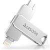 LESOGE Chiavetta USB 256GB per iPhone MFi, 3 connettori USB 3.0 Argento | Memoria Esterna per iPhone, Lightning, USB-A, USB-C per iPad, Android, PC. Salva foto, Video e Documenti con Crittografia.