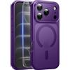 Qasyfanc Magnetica Cover per iPhone 18 Pro Max,Viola Scuro | Compatibile con MagSafe,con 1 Pezzi Vetro Temperato Pellicola, Cover Clear Slim Fit Antiurto Militare Antigiallo